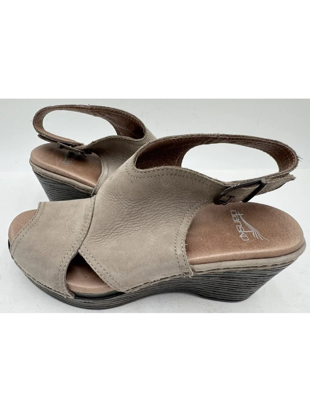 Dansko Vanda Women's Slingback Sandals Size 8 Brown Leather Wedge Open Toe